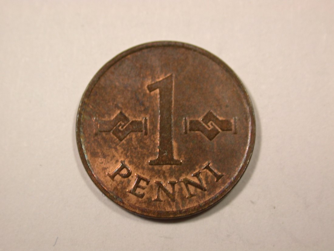F16 Finnland 1 Penni 1967 in vz+/vz-st Originalbilder
