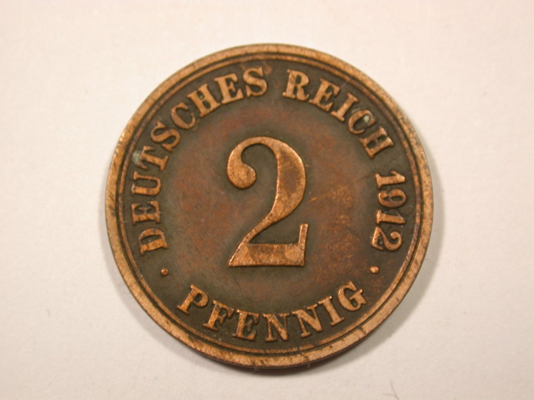 F16 KR 2 Pfennig 1912 A in ss+ Originalbilder