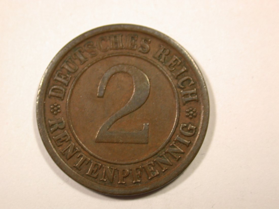 F16 Weimar 2 Renten Pfennig 1924 J in ss+ Originalbilder