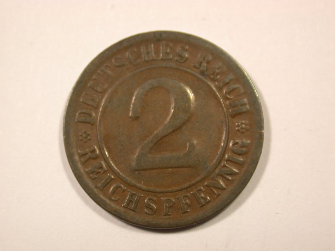 F16 Weimar 2 Reichs Pfennig 1924 G in ss Originalbilder