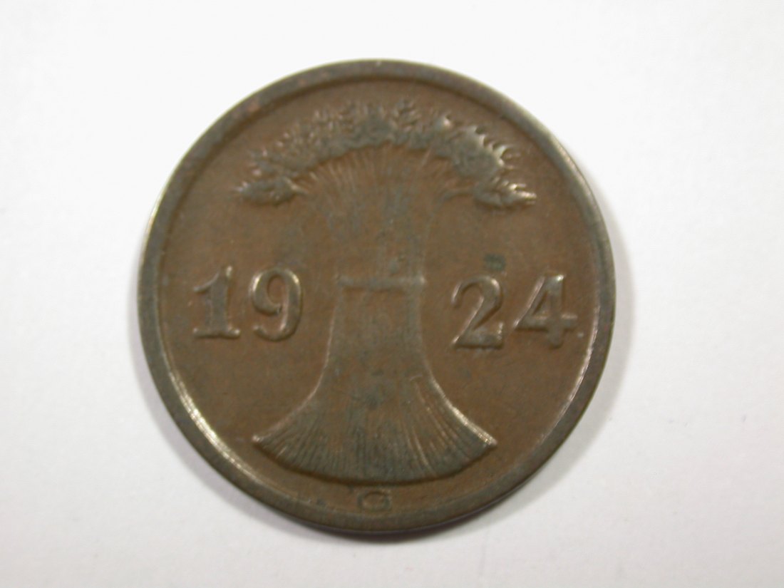  F16  Weimar 2 Reichs Pfennig 1924 G in ss  Originalbilder   