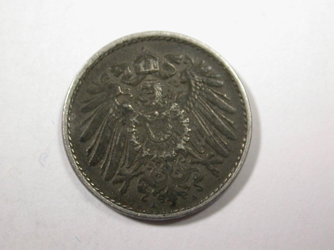  F16  KR  5 Pfennig 1917 A in ss/ss-vz  Ersatzmünze Eisen  Originalbilder   