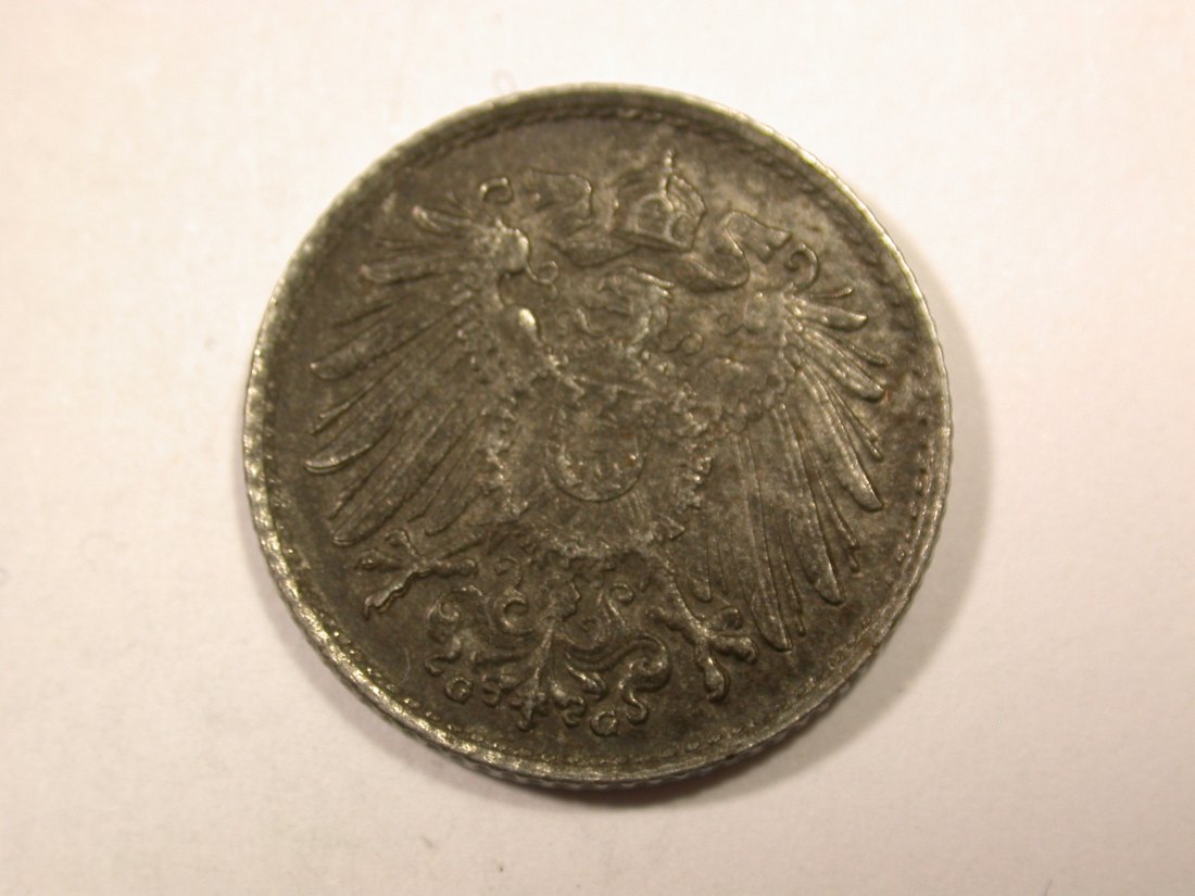  F16  KR  5 Pfennig 1922 G in vz-st  Ersatzmünze Eisen  Originalbilder   