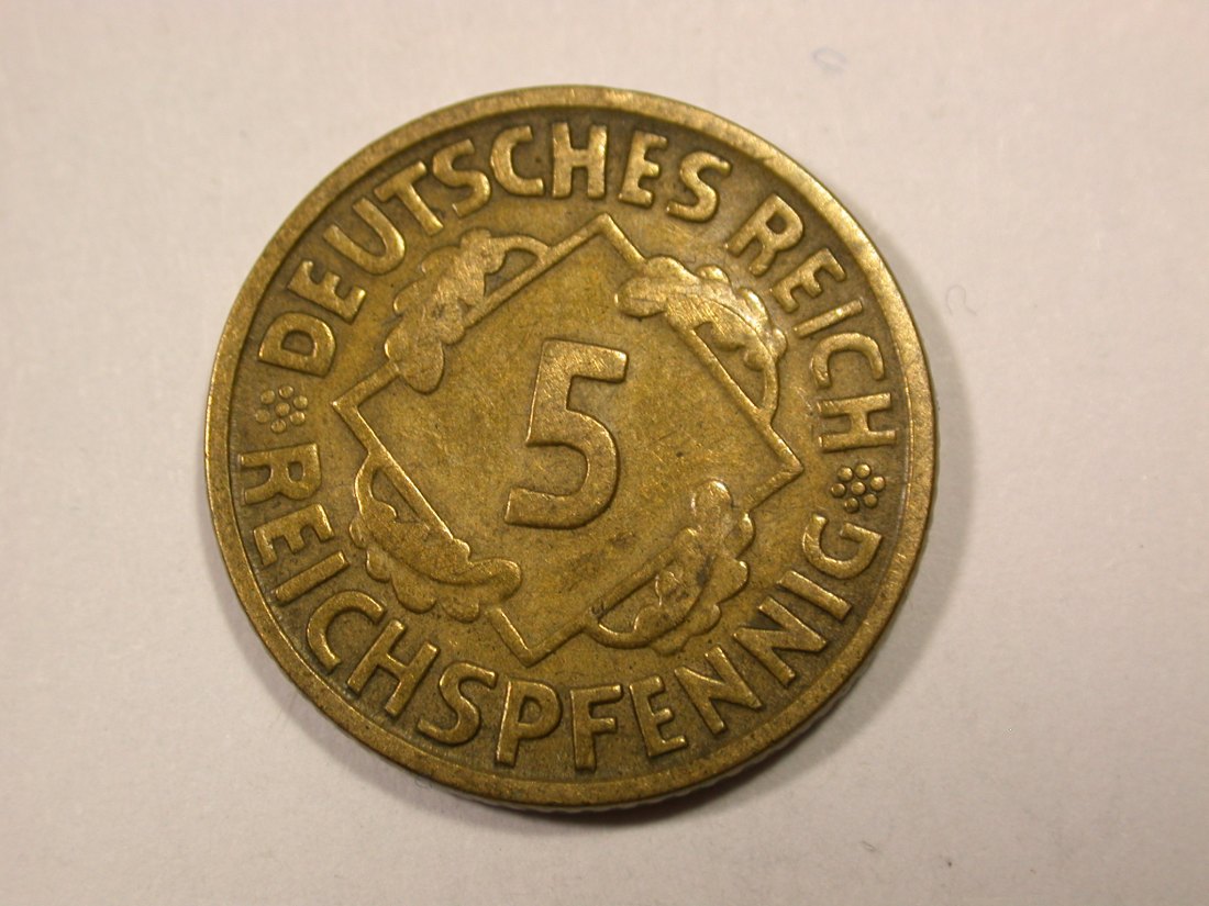  F16  Weimar  5 Reichs Pfennig 1924 J in ss/ss+  Originalbilder   