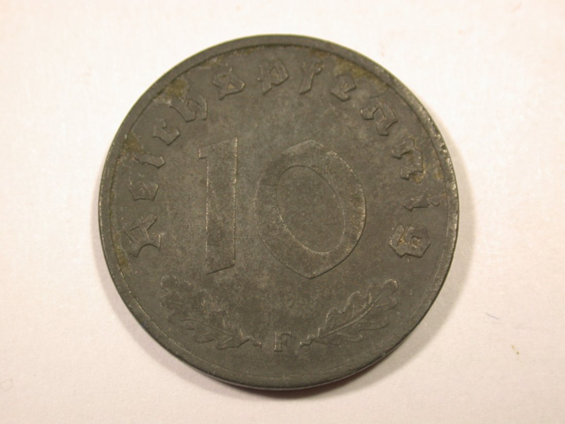  F16  3.Reich  10 Pfennig  1943 F in ss+  Originalbilder   