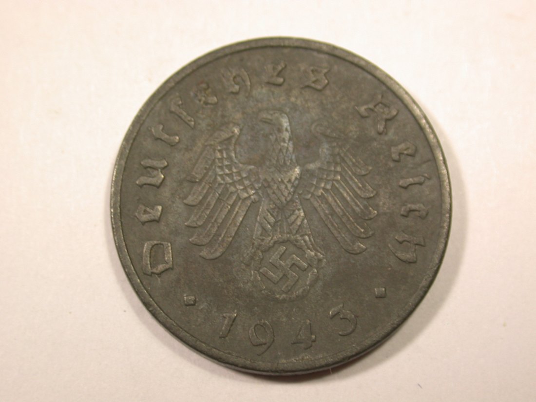  F16  3.Reich  10 Pfennig  1943 F in ss+  Originalbilder   