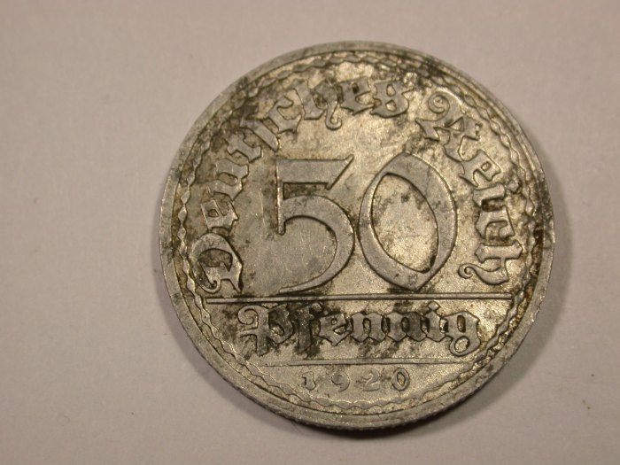  F16  Weimar  50 Pfennig  1920 D in ss  Originalbilder   