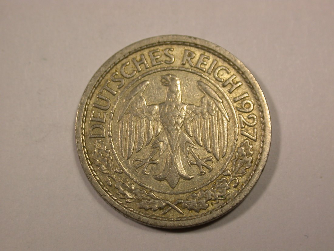  F16  Weimar  50 Pfennig  1927 A in ss+  Originalbilder   