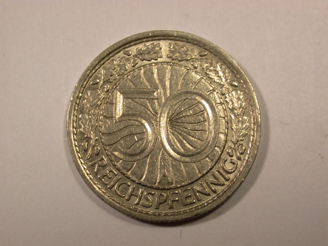  F16  Weimar  50 Pfennig  1929 A in ss+ Originalbilder   