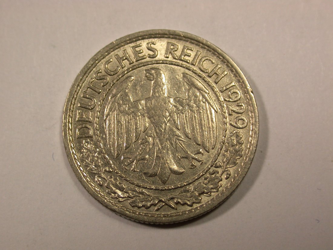  F16  Weimar  50 Pfennig  1929 A in ss+ Originalbilder   