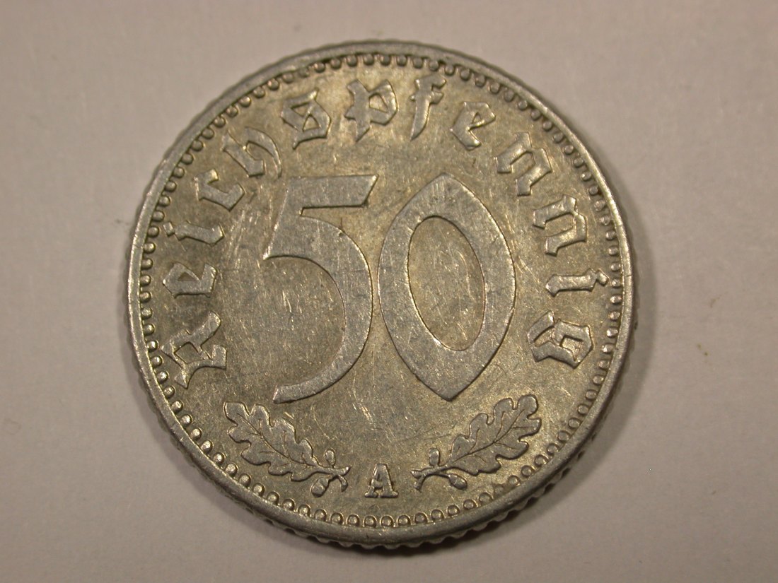  F16  3.Reich  50 Pfennig 1942 A in ss+  Originalbilder   