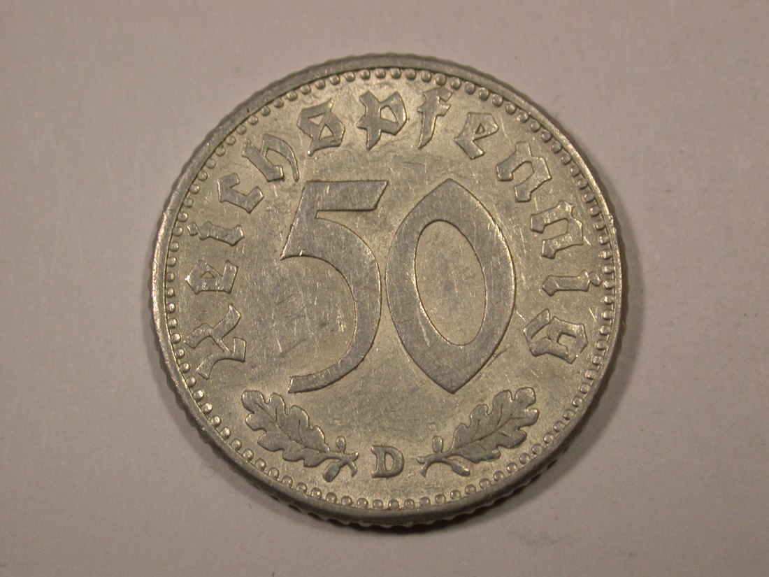 F16 3.Reich 50 Pfennig 1943 D in ss Originalbilder