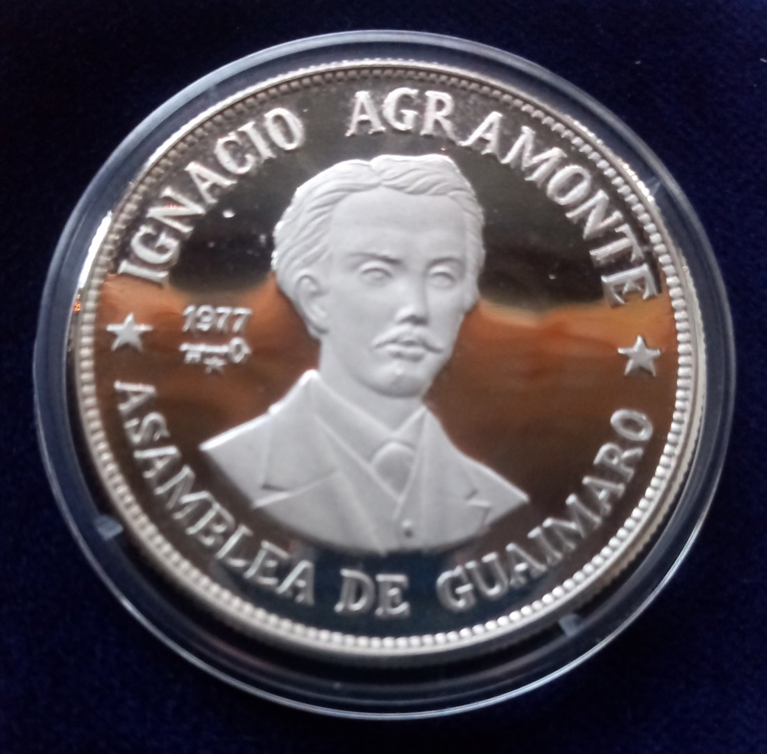 KUBA 20 Pesos 1977 Ignacio Agramonte 26 Gramm SILBER proof Kapsel