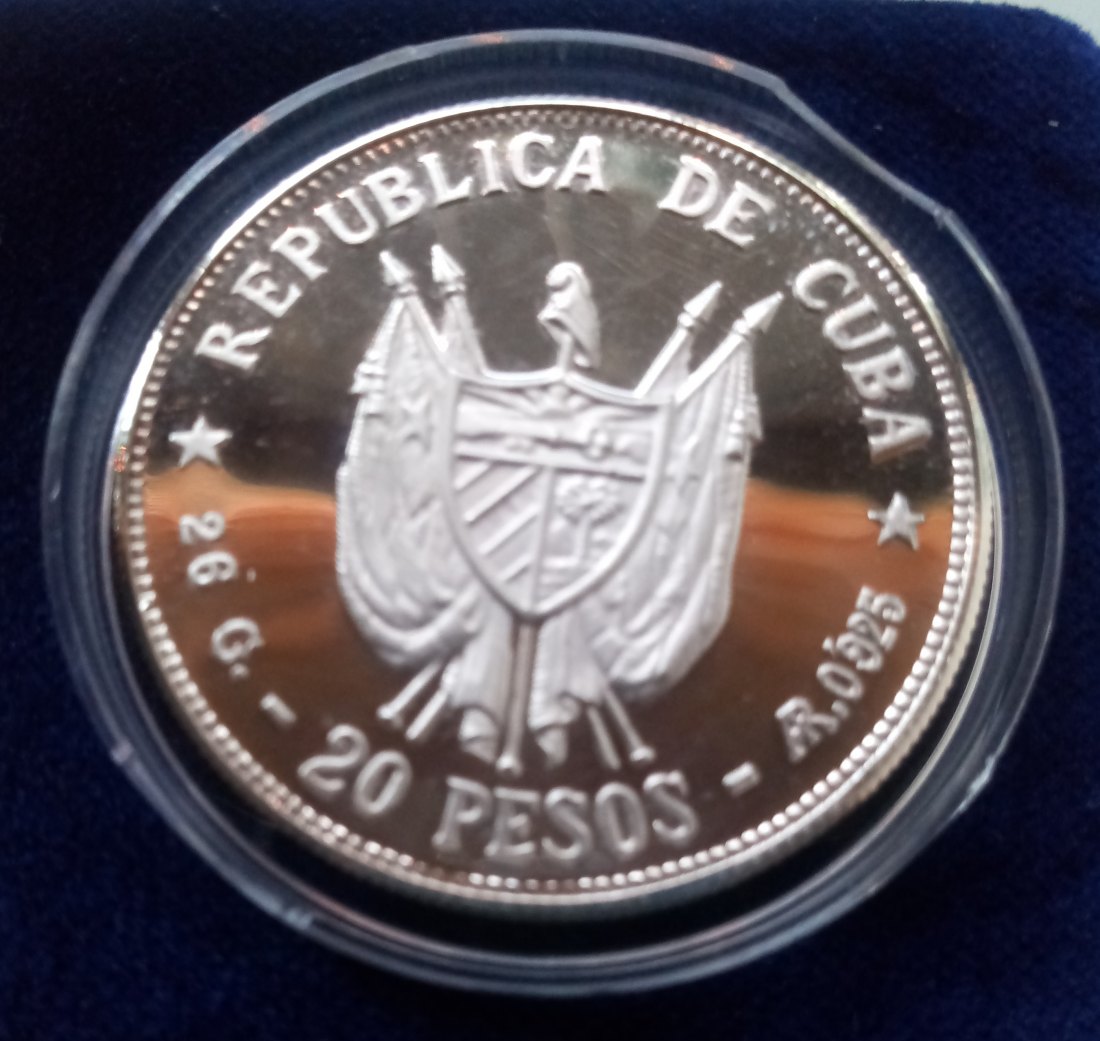  KUBA  20 Pesos 1977  Ignacio Agramonte  26 Gramm SILBER proof Kapsel   
