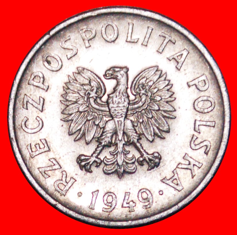  * SOCIALIST STARS ON EAGLE: POLAND ★ 20 GROSZES 1949! MINT LUSTRE!LOW START ★ NO RESERVE!   