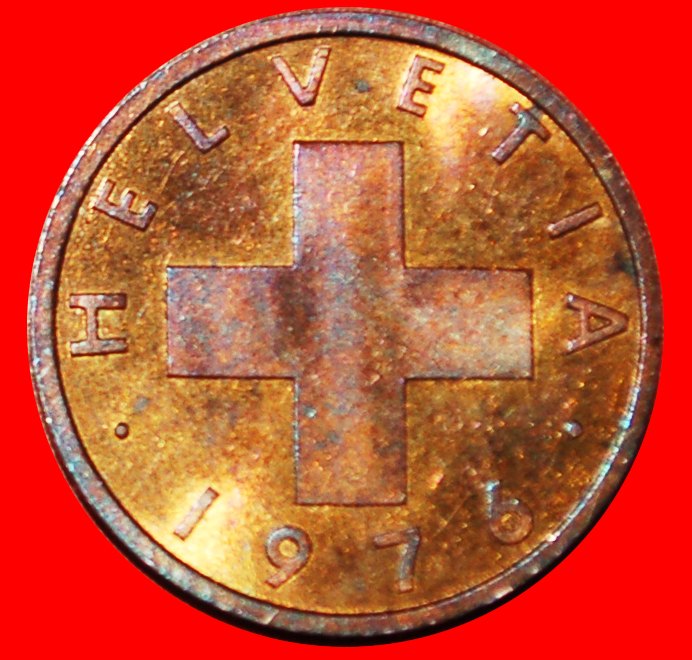  * WHEAT SPRIG (1948-2006): SWITZERLAND★1 RAPPEN 1976★DIES II+C! MINT LUSTRE★LOW START! ★ NO RESERVE!   