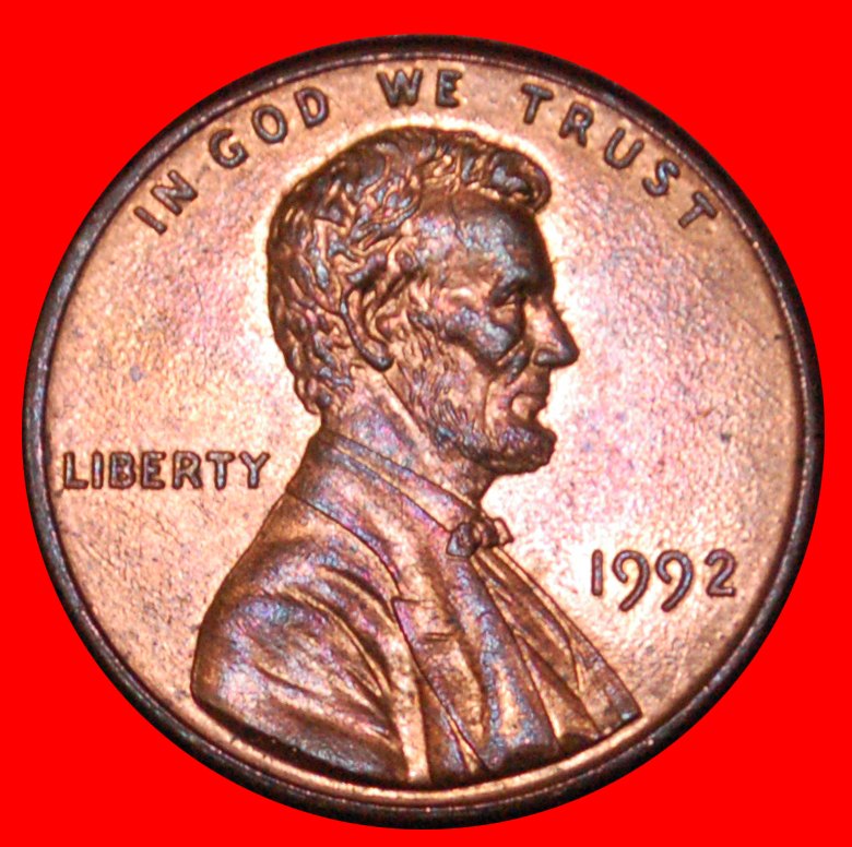 * MEMORIAL (1982-2008): USA ★ 1 CENT 1992 UNC MINT LUSTRE! NOT CLOSE AM! ★LOW START! ★ NO RESERVE!