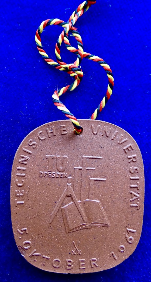  Porzellan- Medaille Technische Hochschule Dresden 1961, Adolph Nägel   