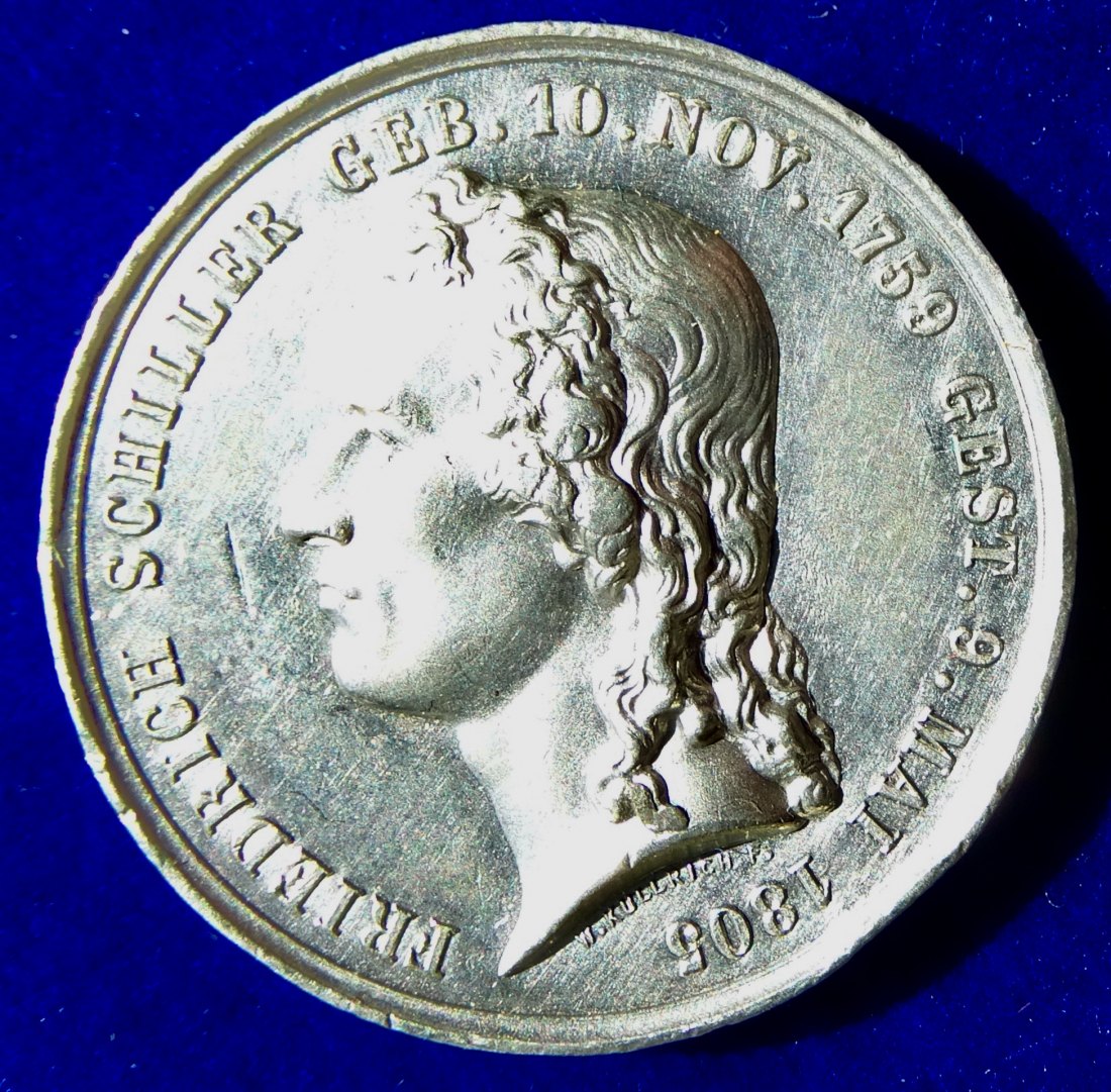  Berlin 1859 Schillerfeier, Zinn- Medaille von Kullrich, Medicina in Nummis   