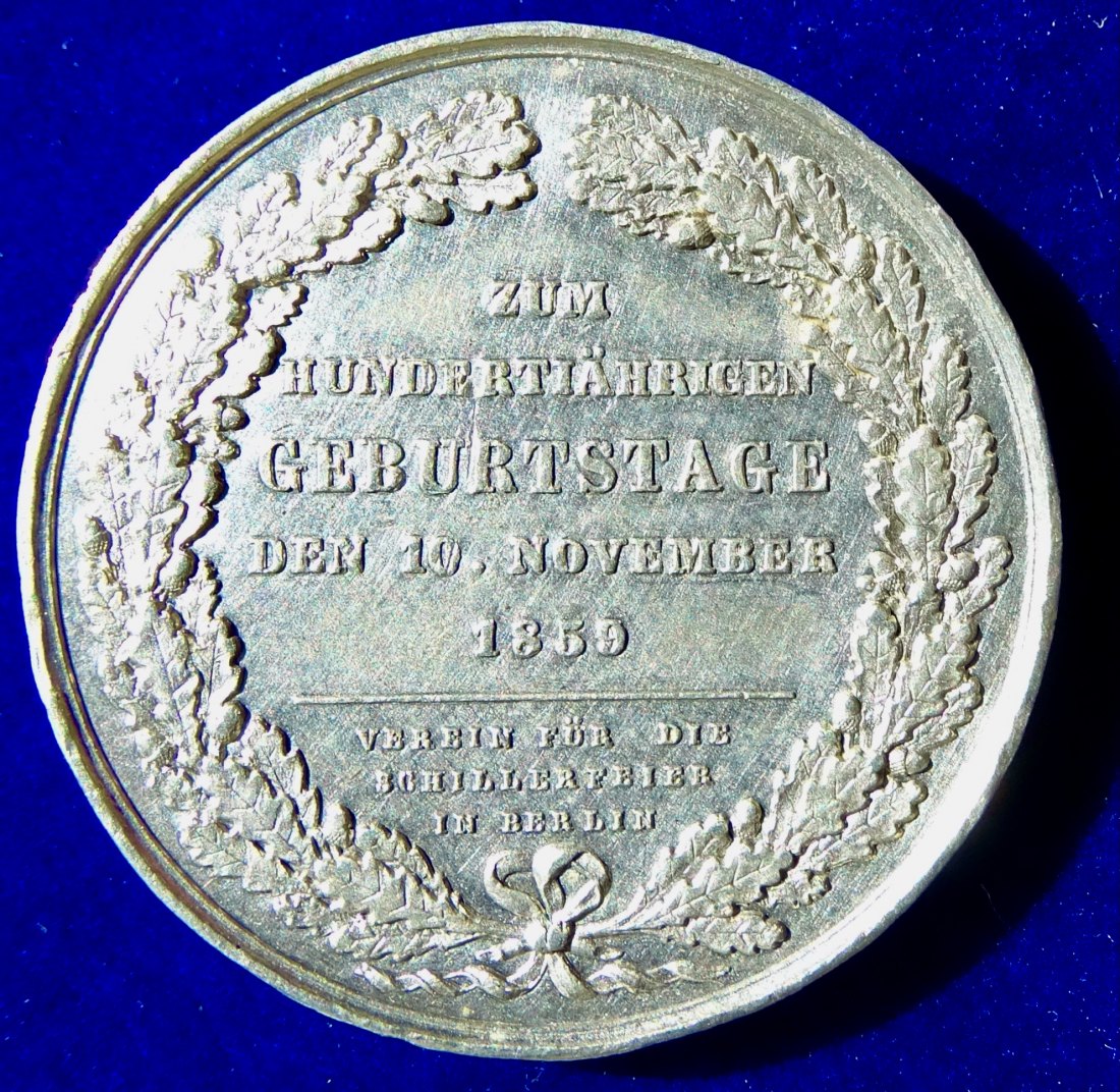  Berlin 1859 Schillerfeier, Zinn- Medaille von Kullrich, Medicina in Nummis   