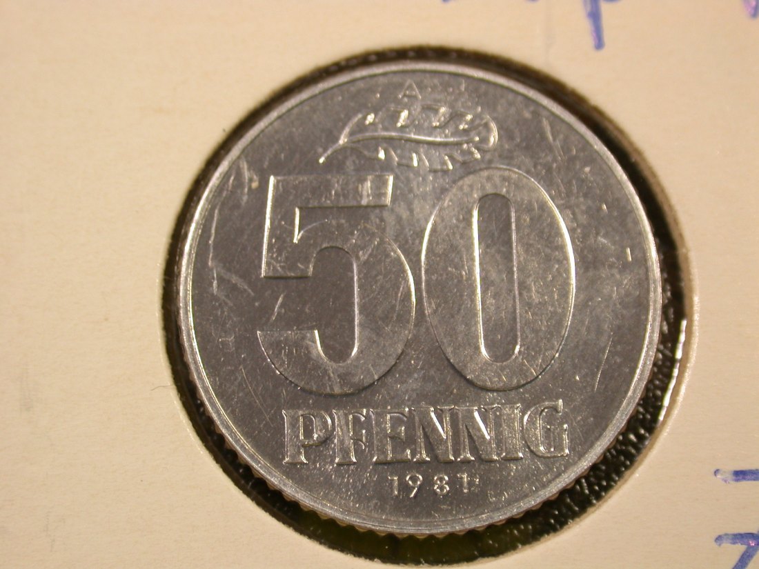  F04  DDR  50 Pfennig 1981 Exportqualität in Spiegelglanz ST  Originalbilder   