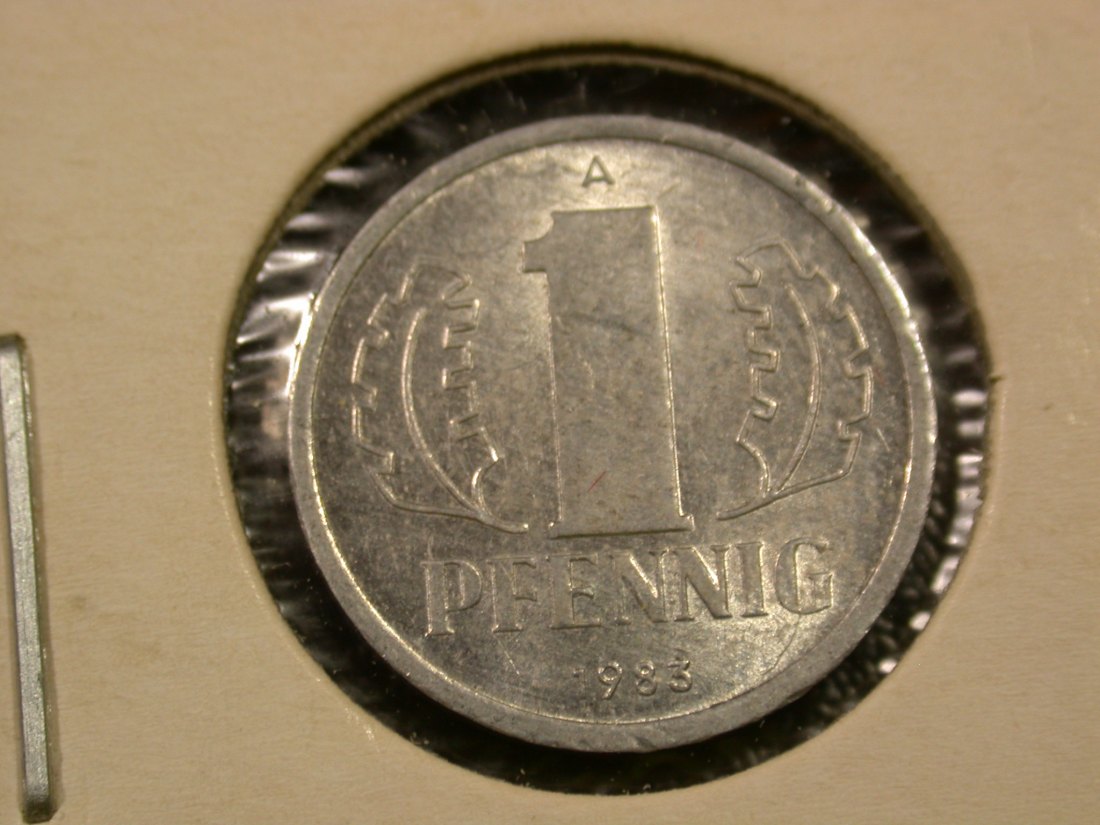 F04 DDR 1 Pfennig 1983 in vz+ Originalbilder