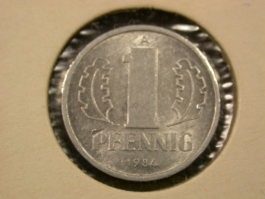 F04 DDR 1 Pfennig 1984 in vz-st Originalbilder