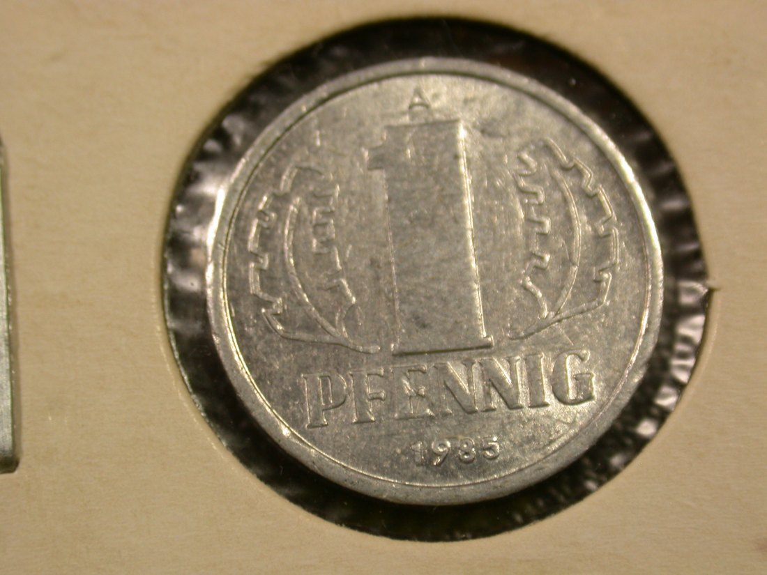 F04 DDR 1 Pfennig 1985 in vz+ Originalbilder