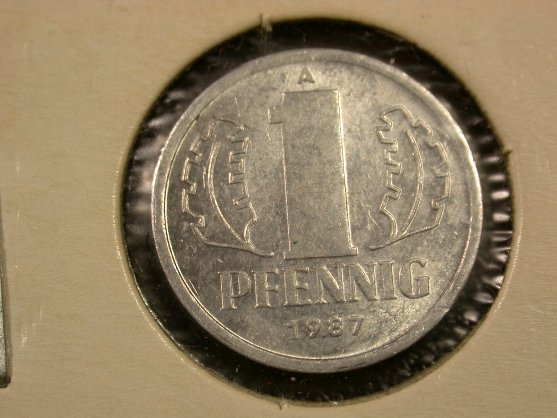F04 DDR 1 Pfennig 1987 in vz-st Originalbilder