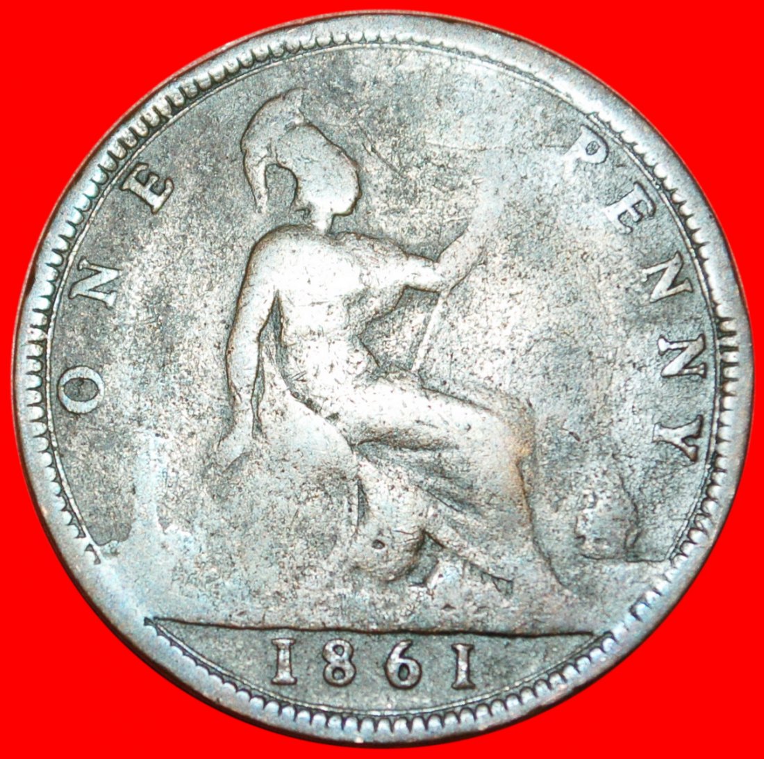 * MISTRESS OF SEAS: UNITED KINGDOM★ PENNY 1861! SHIP! VICTORIA (1837-1901) LOW START! ★ NO RESERVE!
