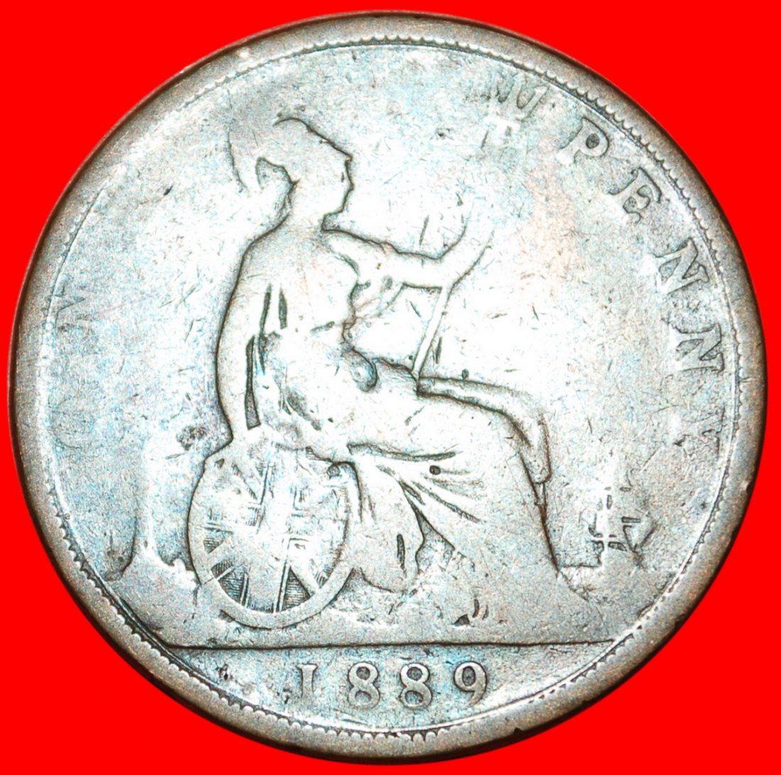  * HERRIN DER SEEN: GROSSBRITANNIEN ★ PENNY 1889! SCHIFF! VICTORIA (1837-1901) OHNE VORBEHALT!   