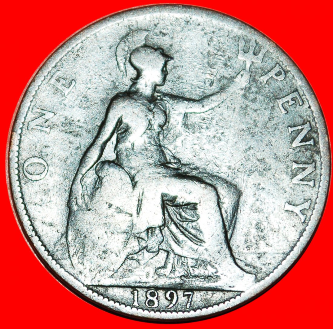  * MISTRESS OF THE SEAS ★ UNITED KINGDOM ★ PENNY 1897 VICTORIA (1837-1901)! ★LOW START!★ NO RESERVE!   