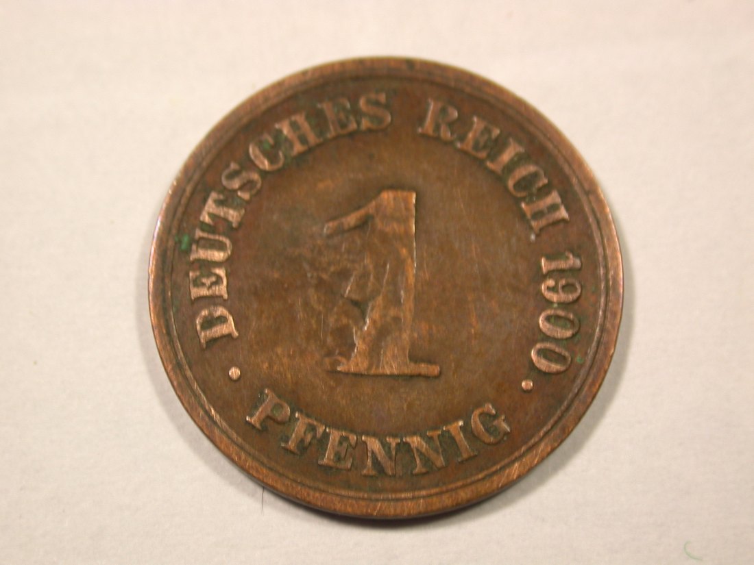  F17  KR  1 Pfennig 1900 G, Druckstelle Belegstück  Originalbilder   