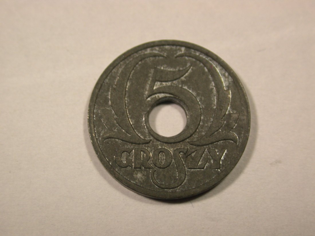 F17 Polen 5 Groszy 1939 in ss/ss-vz Originalbilder