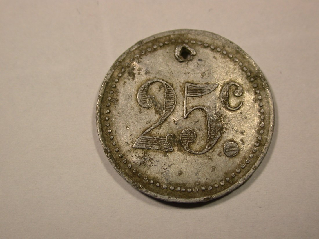  F17  Frankreich, Terguier  25 Centimes  in s/ss, gelocht  R !  Originalbilder   