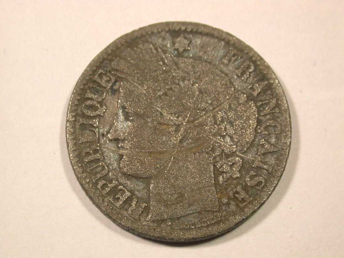  F17  Frankreich  2 Franc 1870, zeitgenössische Fälschung unedel  Originalbilder   