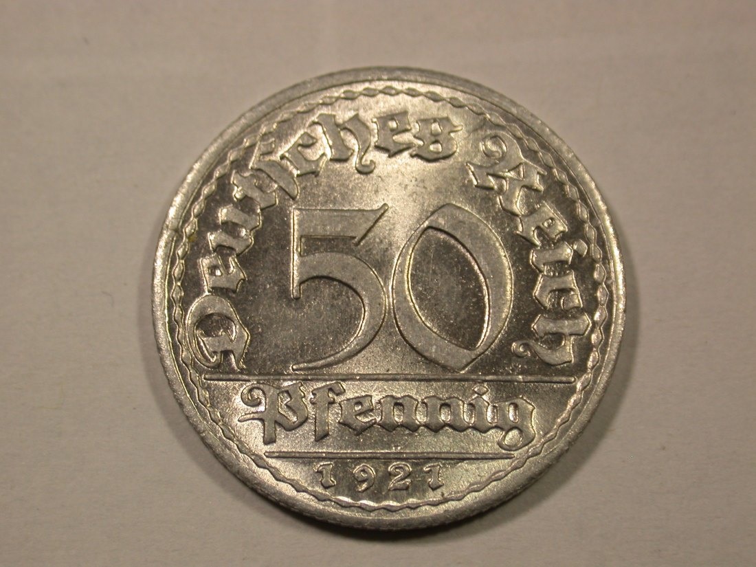 F17 Weimar 50 Pfennig 1921 D in st Originalbilder