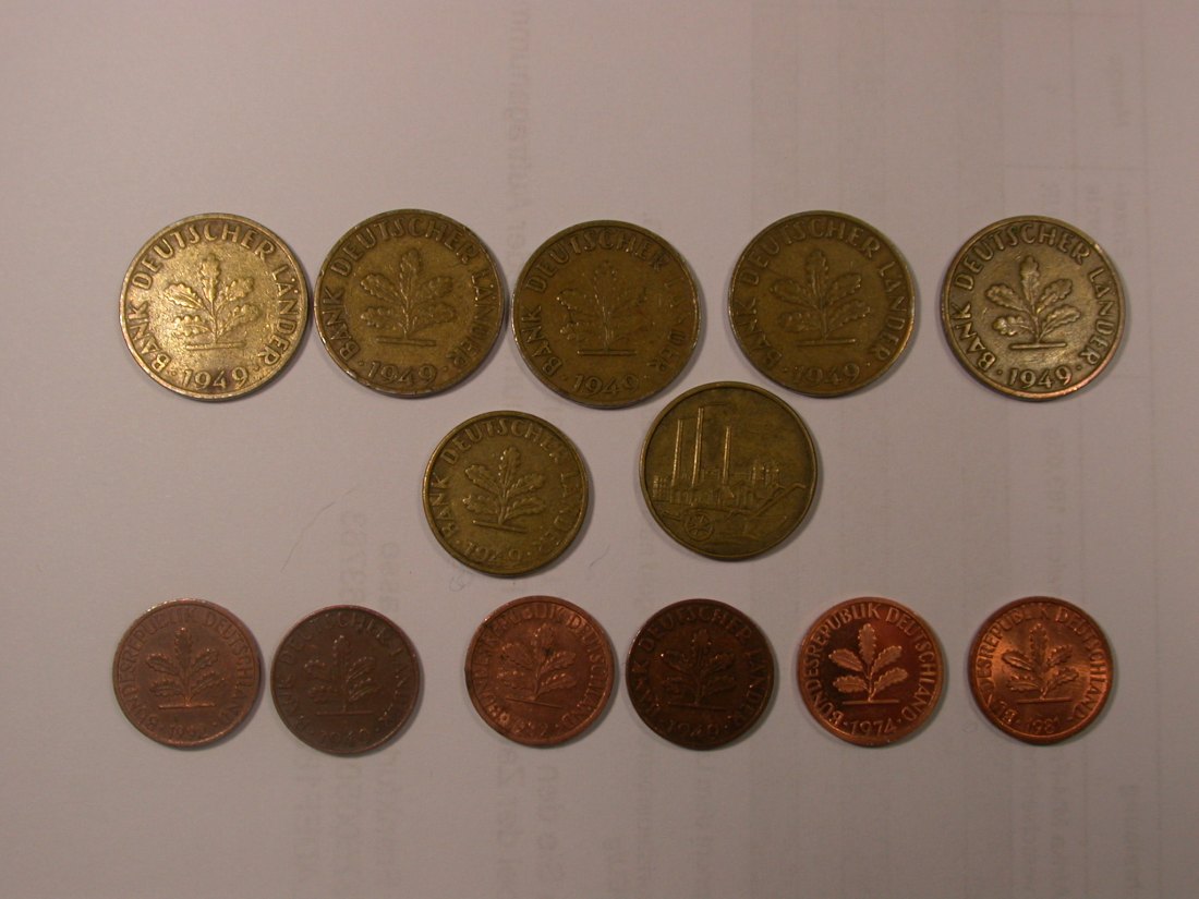  F18  BRD Posten 12 Münzen, viele 1949  anschauen  Originalbilder   
