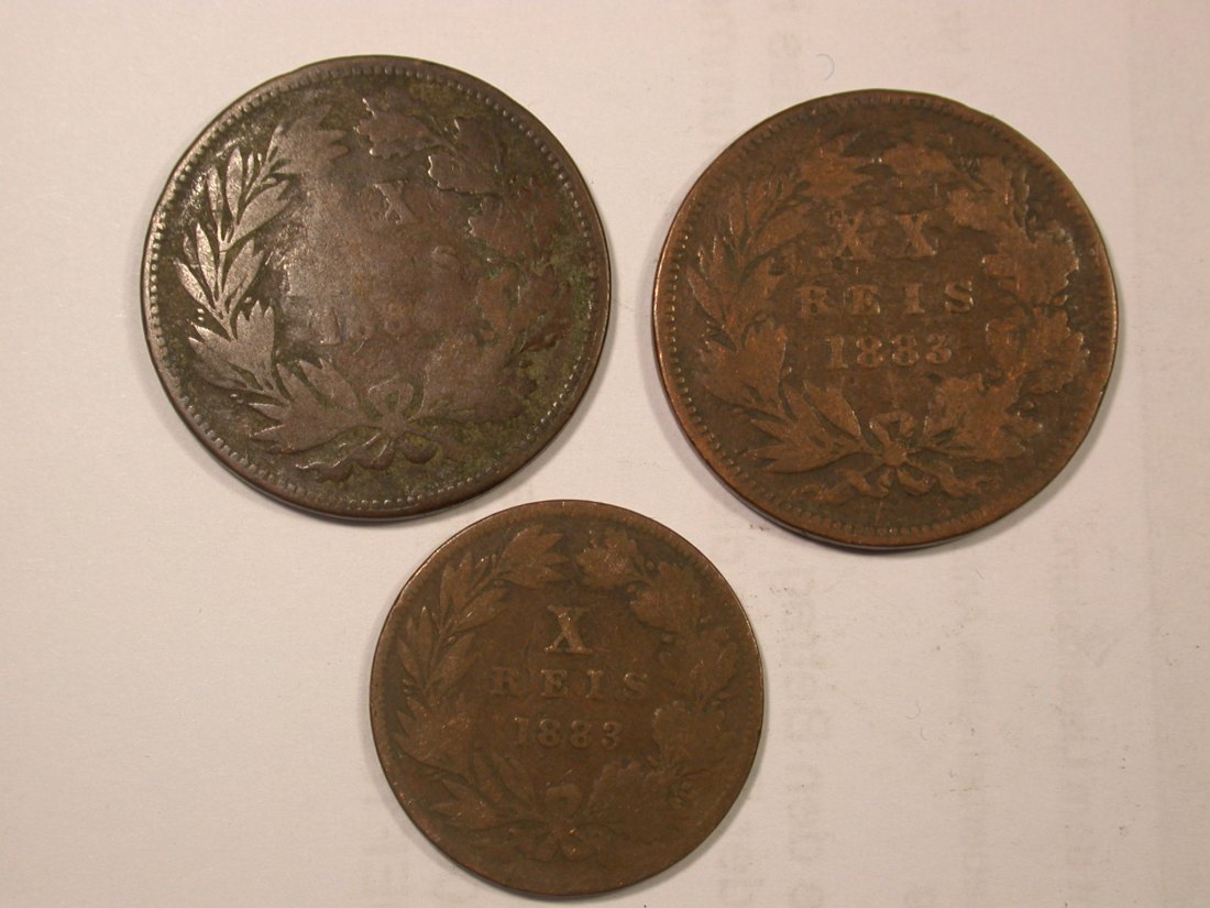  F18  Portugal 3 Kupfermünzen   gering erhalten Originalbilder   