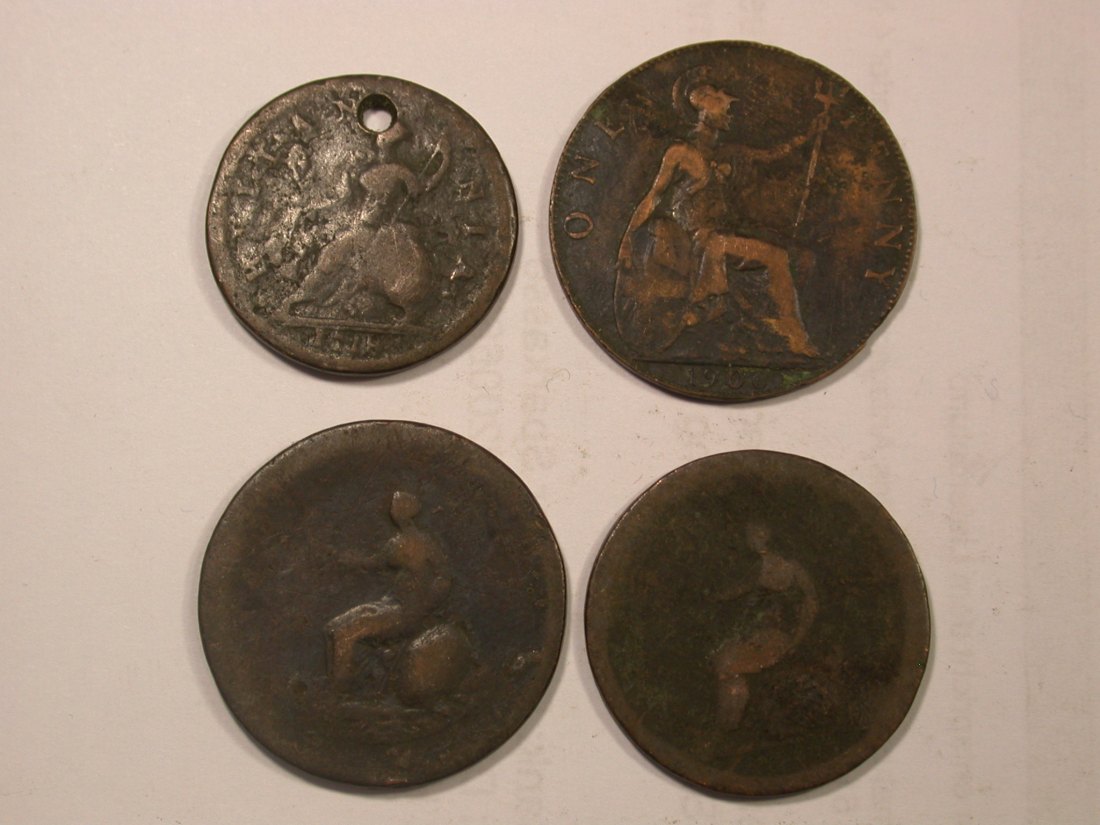  F18  Großbritannien 4 Kupfermünzen   gering erhalten Originalbilder   