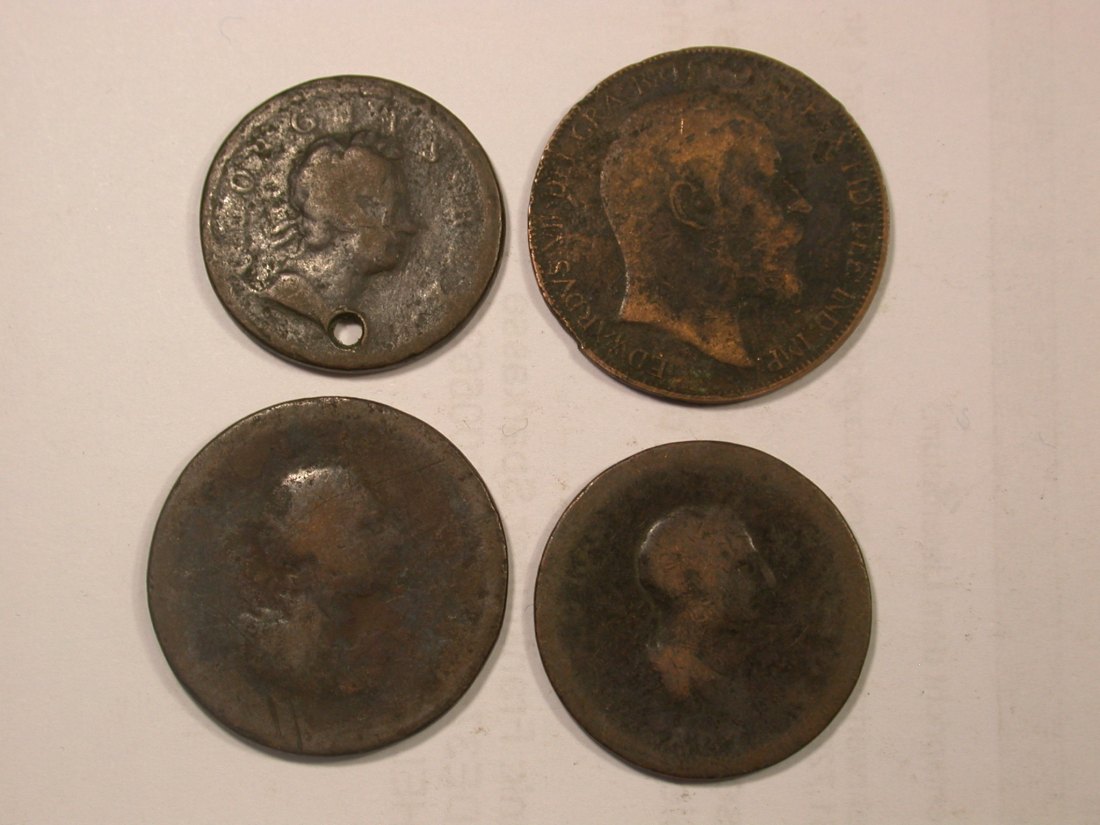  F18  Großbritannien 4 Kupfermünzen   gering erhalten Originalbilder   