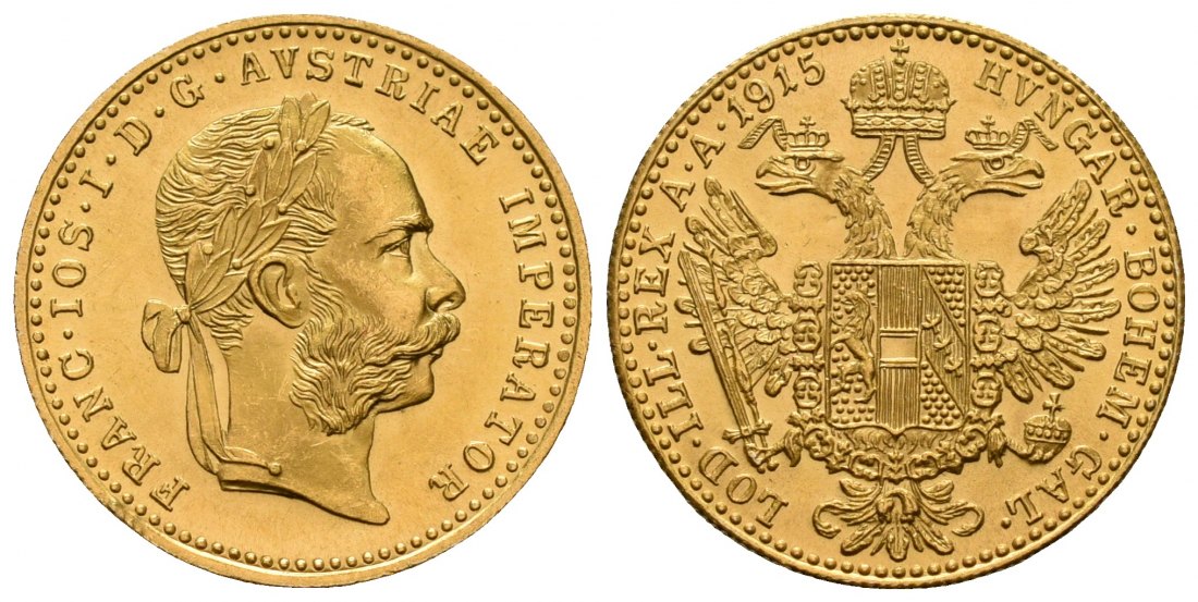 PEUS 6897 Österreich 3,44 g Feingold. Franz Joseph I. (1848 - 1916) 1 Dukat (off.NP) GOLD 1915 Stempelglanz