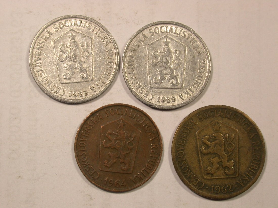  F18  CSSR  4 Münzen von 1962-1969  verschieden gut   Originalbilder   