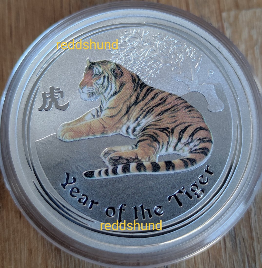  Jahr des Tigers    50 Cent 2010   Australien     Lunar II - Color  Halbe Unze   