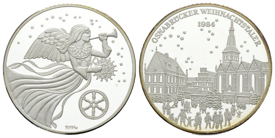 Deutschland Medaille; Osnabrücker Weihnachtstaler 1984; 999 Ag; 15 g; Ø 35 mm; PP   