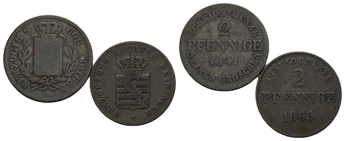  Altdeutschland; 2 Kleinmünzen 1841/1865   