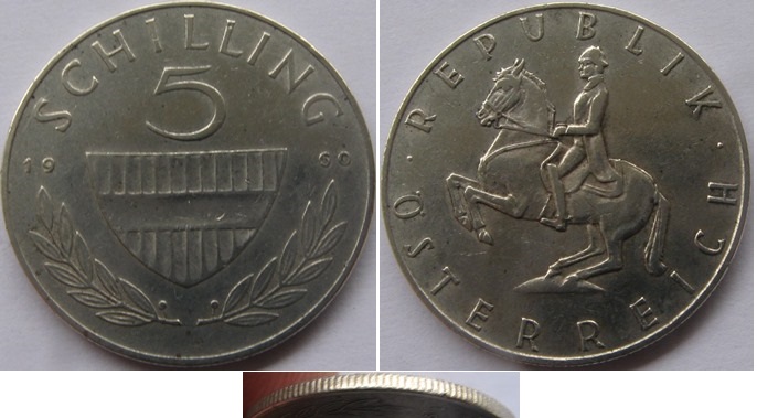  1960, Österreich, 5 Schilling, Silbermünze   
