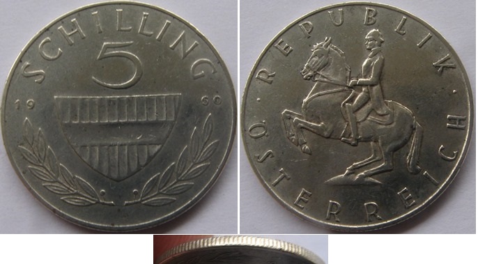  1960, Austria,  5 Schilling, silver coin   