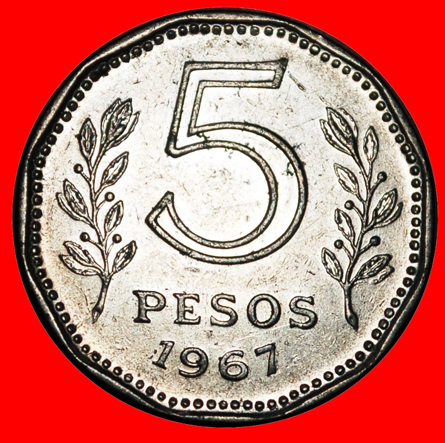  * SHIP (1961-1968): ARGENTINA ★ 5 PESOS 1967! DISCOVERY COIN! LOW START ★ NO RESERVE!   