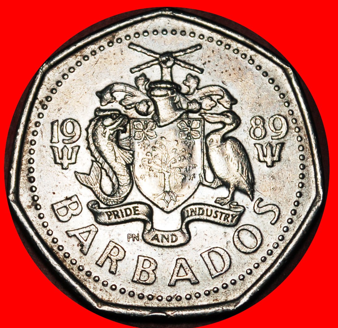  * GROSSBRITANNIEN (1988-2005): BARBADOS ★ 1 DOLLAR 1989! FISCH! OHNE VORBEHALT!   